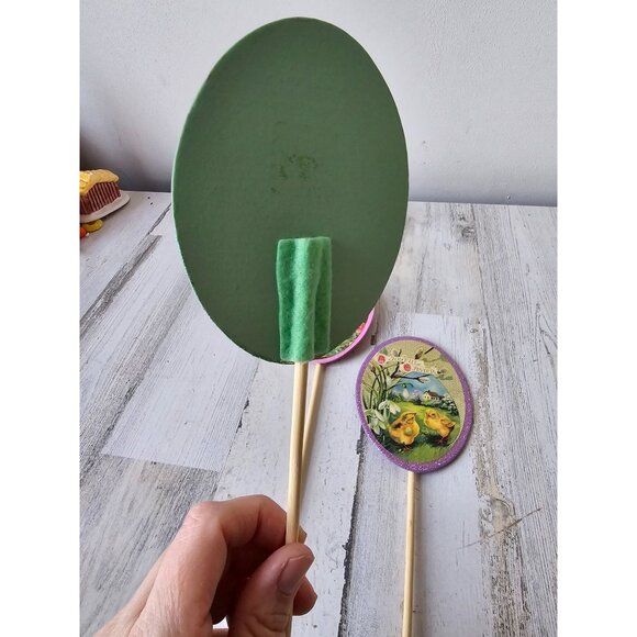 Shabby chic vintage style Easter egg sign glitter rabbit chicken girl unique set - Picture 3 of 10